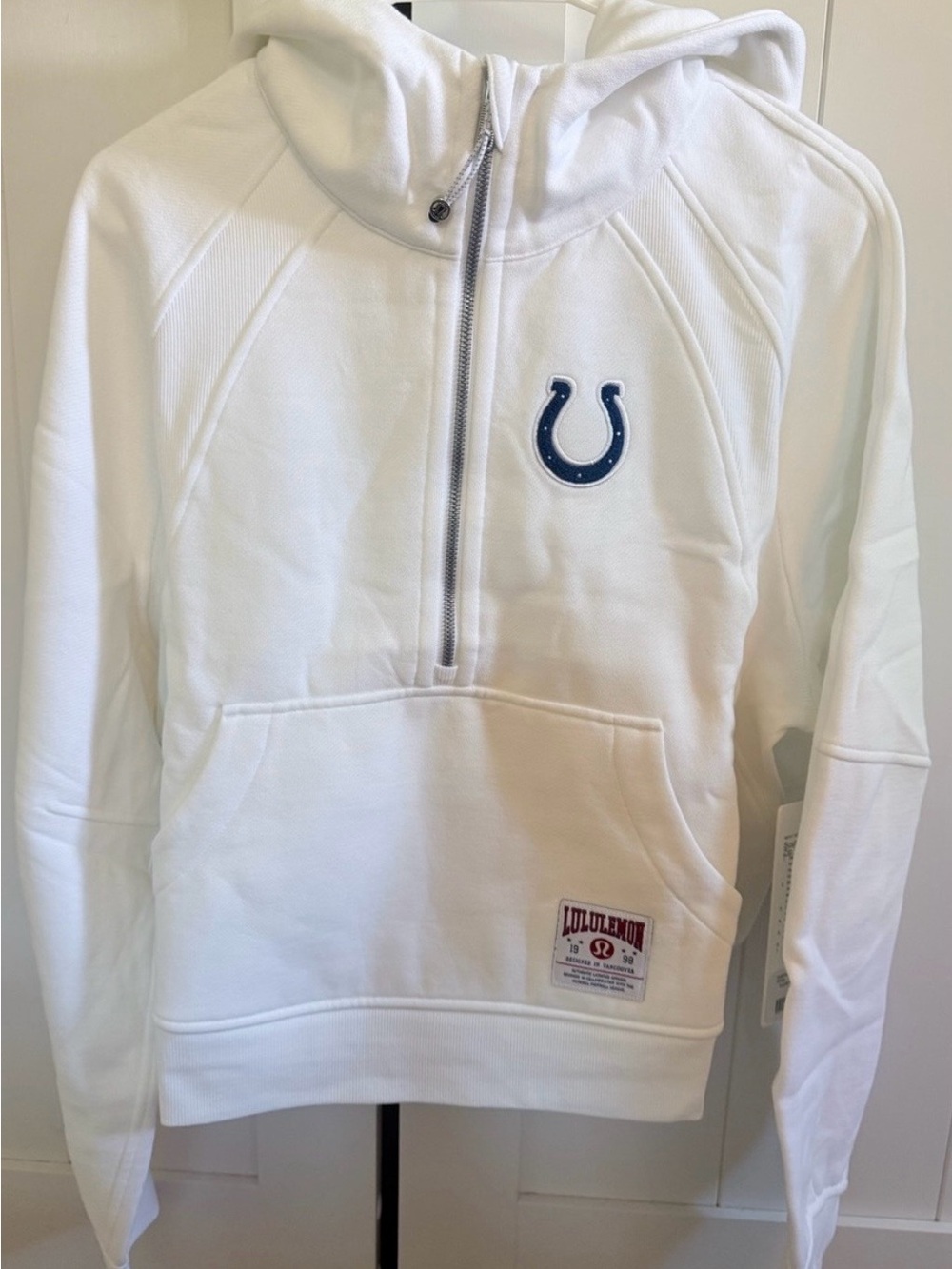 lululemon athletica White Women's Half-Zip Hoodie Sweatshirt with Colts Logo